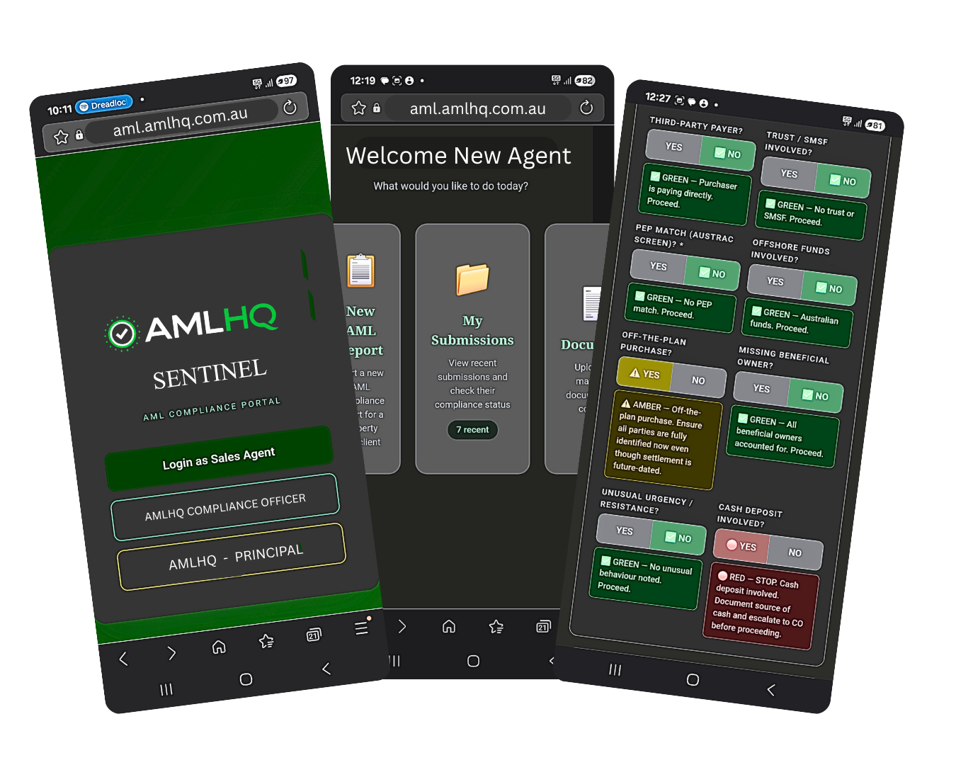 Sentinel App Portals - Agent, Compliance Officer, and Principal Interfaces